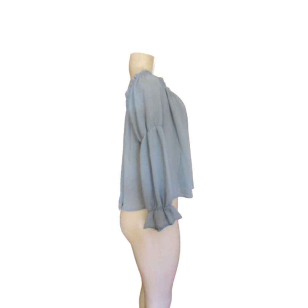 New w Tags Active USA Sage Green Off-Shoulder Peasant Style Blouse Large - Picture 3 of 8
